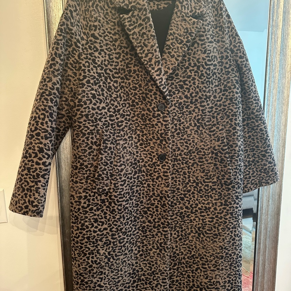 Zara Wool Blend Animal Print Coat ZW Collection